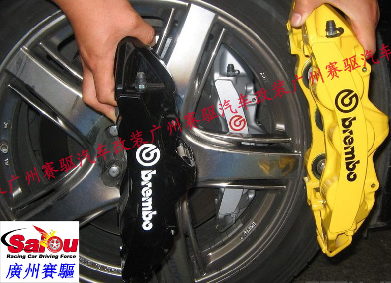 意大利BREMBO 6活塞卡鉗競(jìng)技版剎車 黑色BREMBO GT版實(shí)車套裝