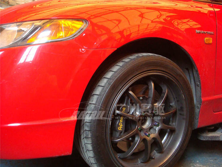 本田思域安裝AP5200剎車(chē)黑色剎車(chē)卡鉗 剎車(chē)距離立即縮短